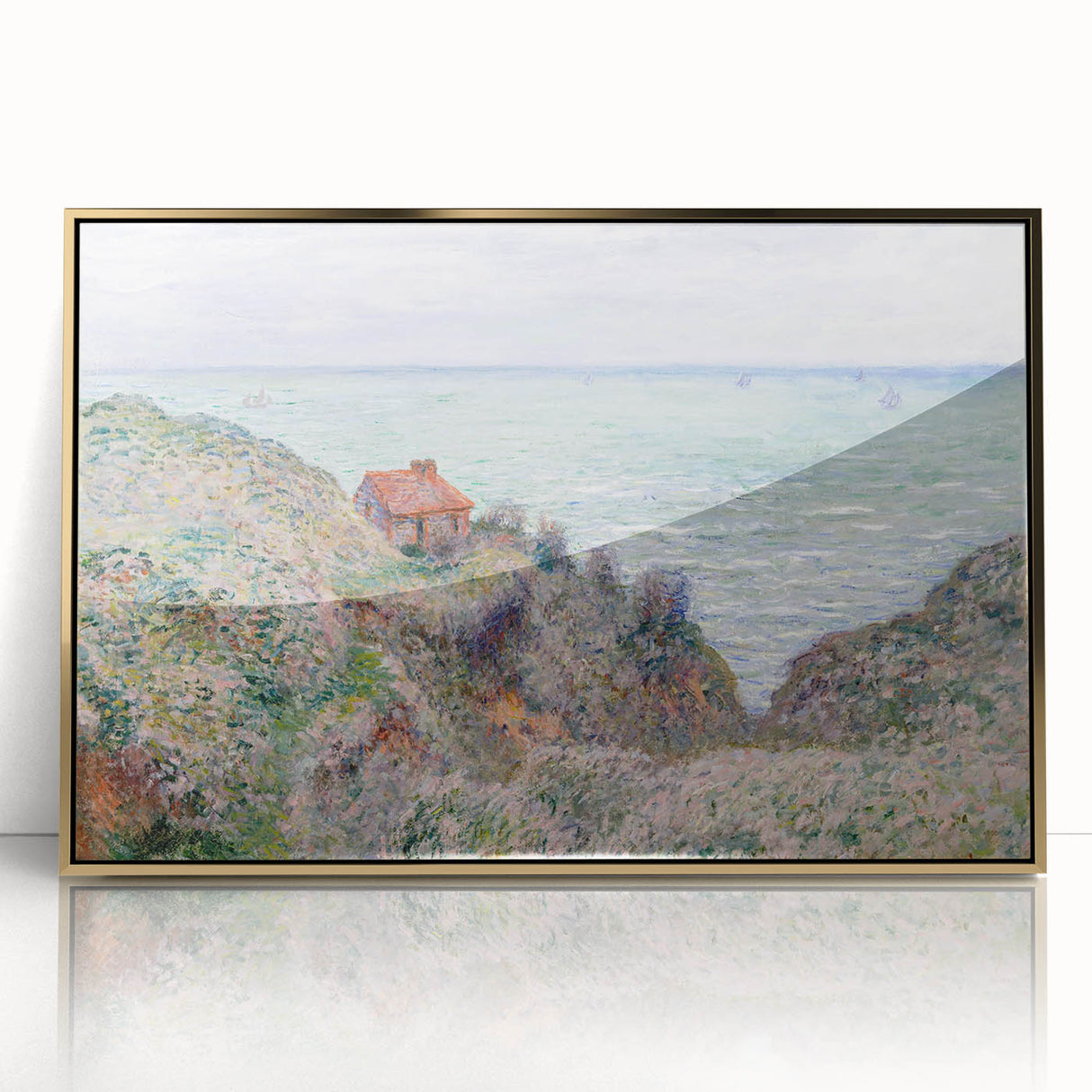 Impressionist Coastal Wall Art - Monet's Cabin by the Sea, Framed Print