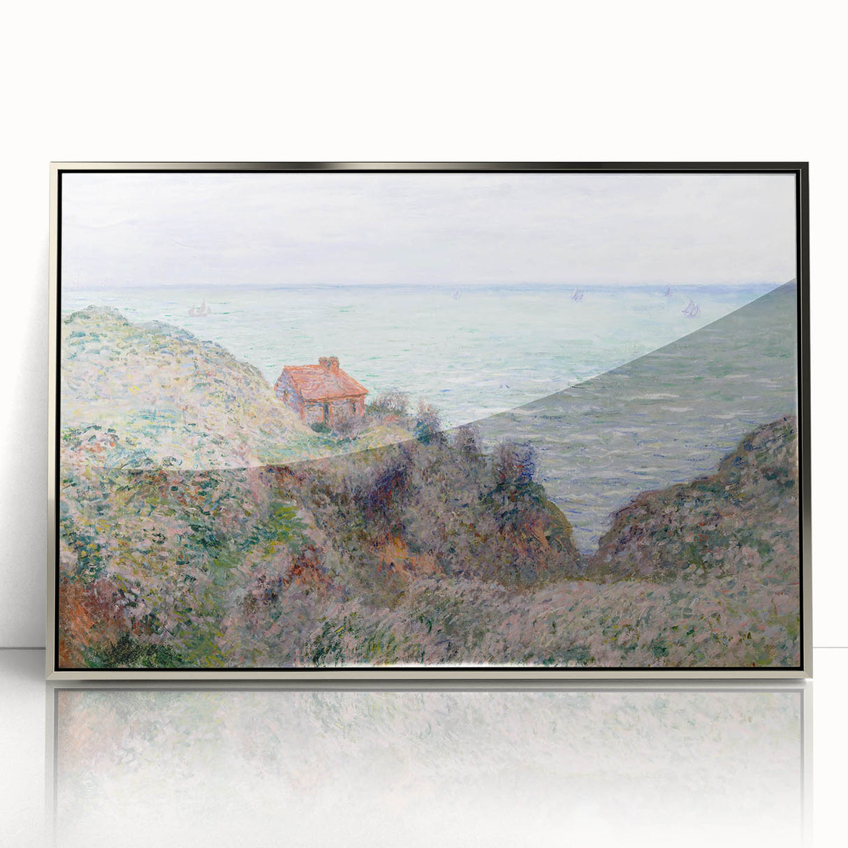 Impressionist Coastal Wall Art - Monet's Cabin by the Sea, Framed Print