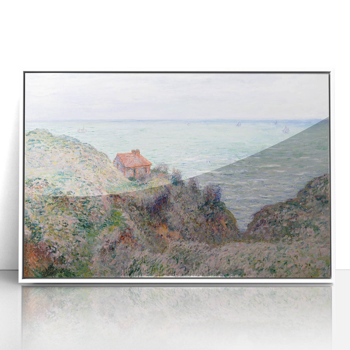 Impressionist Coastal Wall Art - Monet's Cabin by the Sea, Framed Print