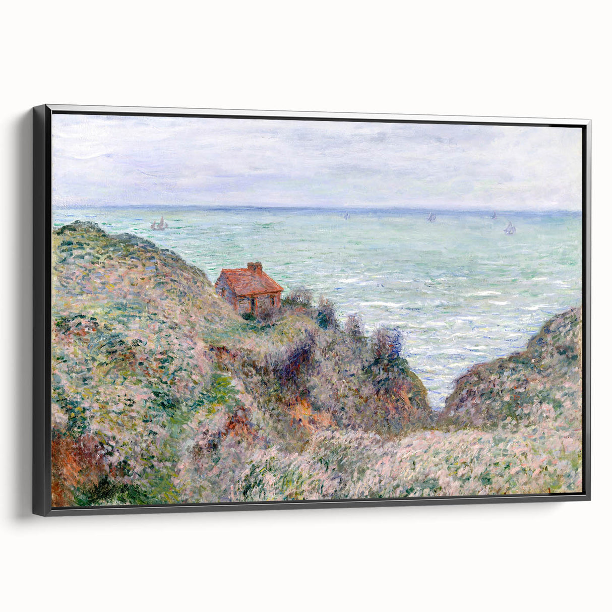 Impressionist Coastal Wall Art - Monet's Cabin by the Sea, Framed Print