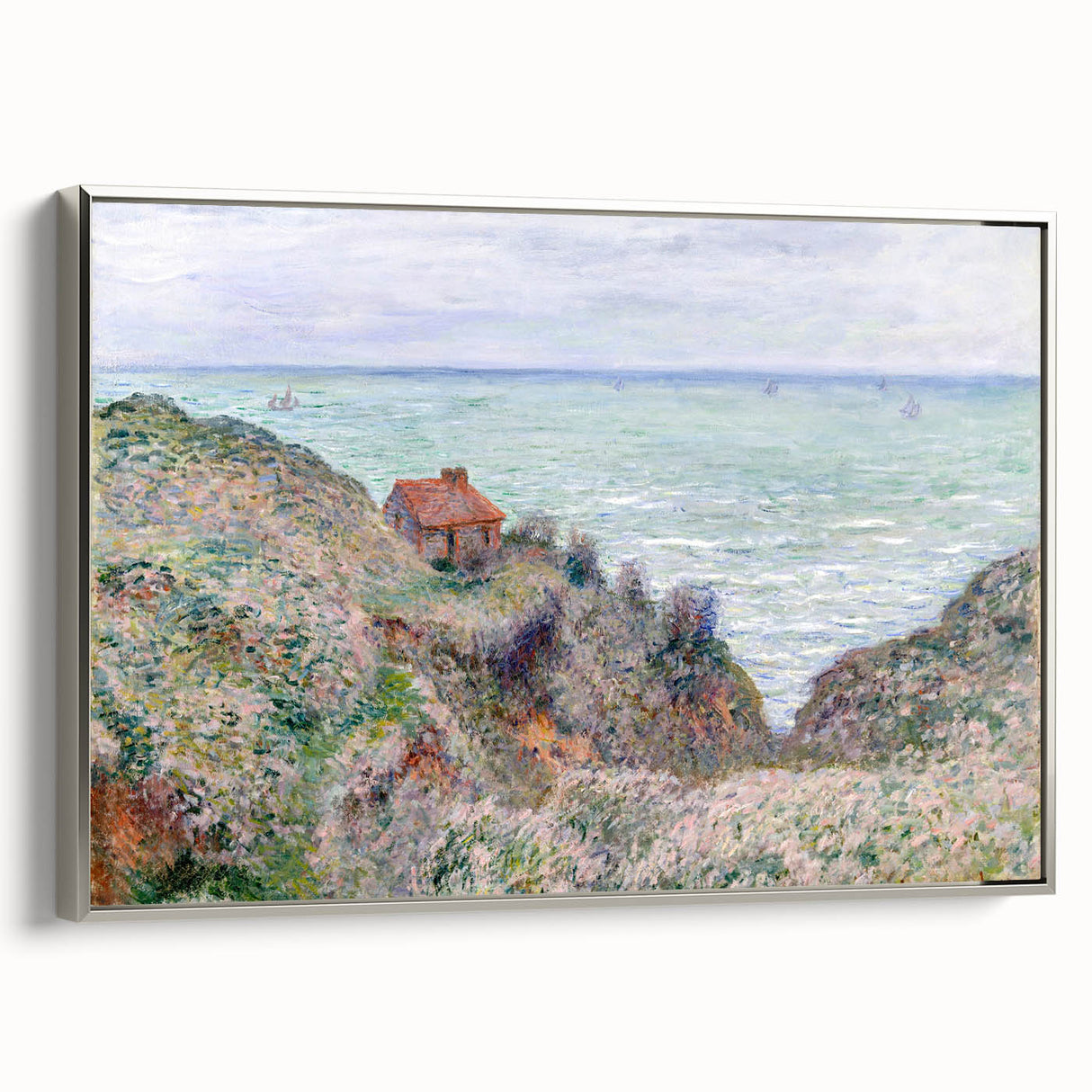 Impressionist Coastal Wall Art - Monet's Cabin by the Sea, Framed Print