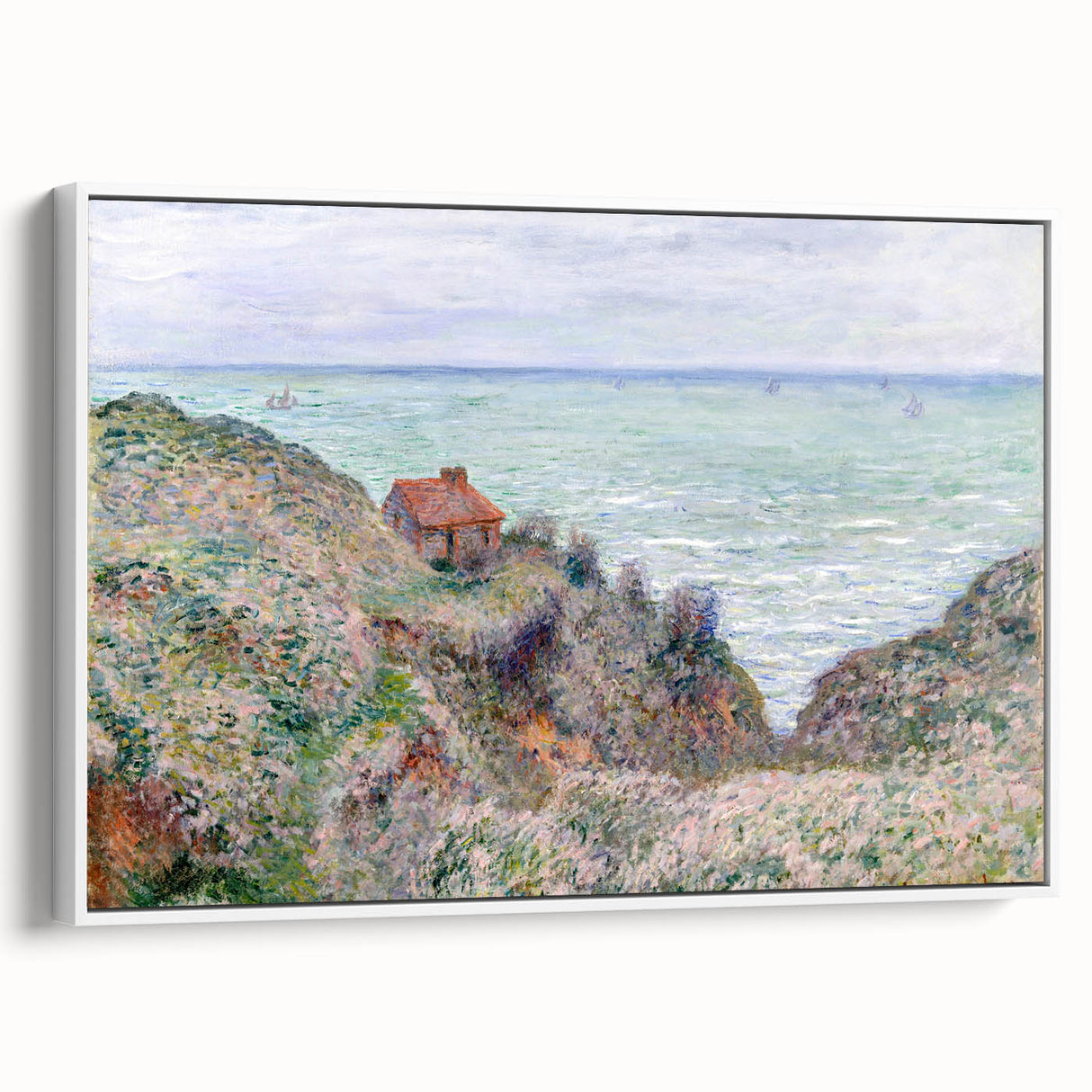 Impressionist Coastal Wall Art - Monet's Cabin by the Sea, Framed Print