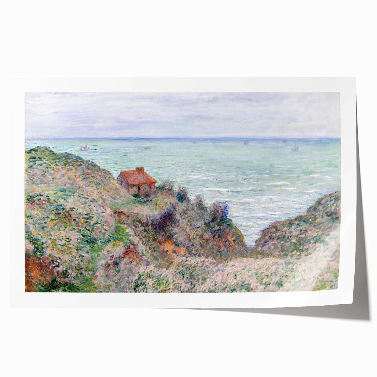 Impressionist Coastal Wall Art - Monet's Cabin by the Sea, Framed Print