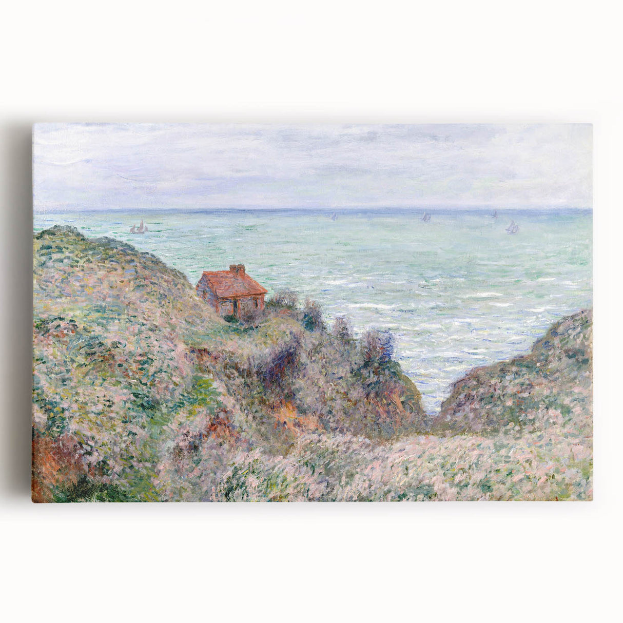 Impressionist Coastal Wall Art - Monet's Cabin by the Sea, Framed Print