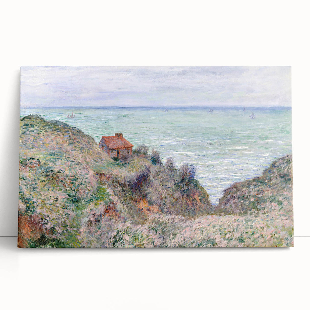 Impressionist Coastal Wall Art - Monet's Cabin by the Sea, Framed Print