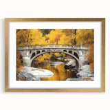 Elegant gold landscape bridge frame showcasing a mat for added dimension, perfect for enhancing home decor and displaying cherished artwork or photographs.