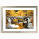 Silver landscape bridge frame with mat, showcasing a modern design ideal for home decor, emphasizing elegance and style in any setting. Perfect for displaying artwork or photographs.