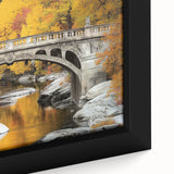 Framed canvas artwork showcasing a detailed landscape bridge scene with vibrant colors and intricate textures, ideal for home decor enthusiasts seeking nature-inspired designs.