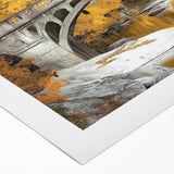 Landscape canvas art showcasing a serene bridge scene with vibrant colors and intricate details, elegantly rolled and ready for display in an eco-friendly tube.
