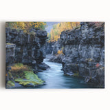 Vibrant landscape canvas artwork showcasing majestic canyons with rich colors and intricate details, perfect for enhancing home decor or office spaces.