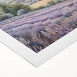 Landscape wall art on rolled canvas showcasing a serene countryside scene with lush green fields, a blue sky, and soft clouds, perfect for home decor.