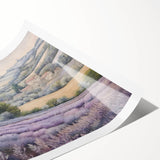 Landscape countryside wall art print showcasing rolling green hills under a vibrant blue sky, perfect for home decor. Packaged in a protective tube for easy display.