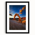 Black-framed landscape art featuring a desert scene with vibrant colors and intricate details, showcasing the beauty of nature in a stylish presentation.