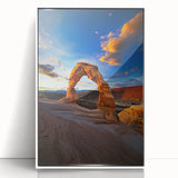 Framed acrylic artwork depicting a serene desert landscape, showcasing warm earth tones and intricate details, perfect for enhancing modern home decor.