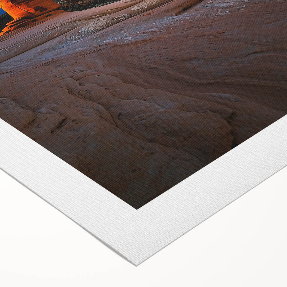 Desert landscape rolled canvas art showcasing vibrant hues of orange and yellow with intricate details, elegantly packaged in a protective cardboard tube for easy display.