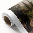 Rolled canvas artwork showcasing a vibrant African landscape design with rich colors and intricate details, packaged securely in a protective cardboard tube for safe shipping. This piece enhances home decor with a cultural touch and artistic flair.