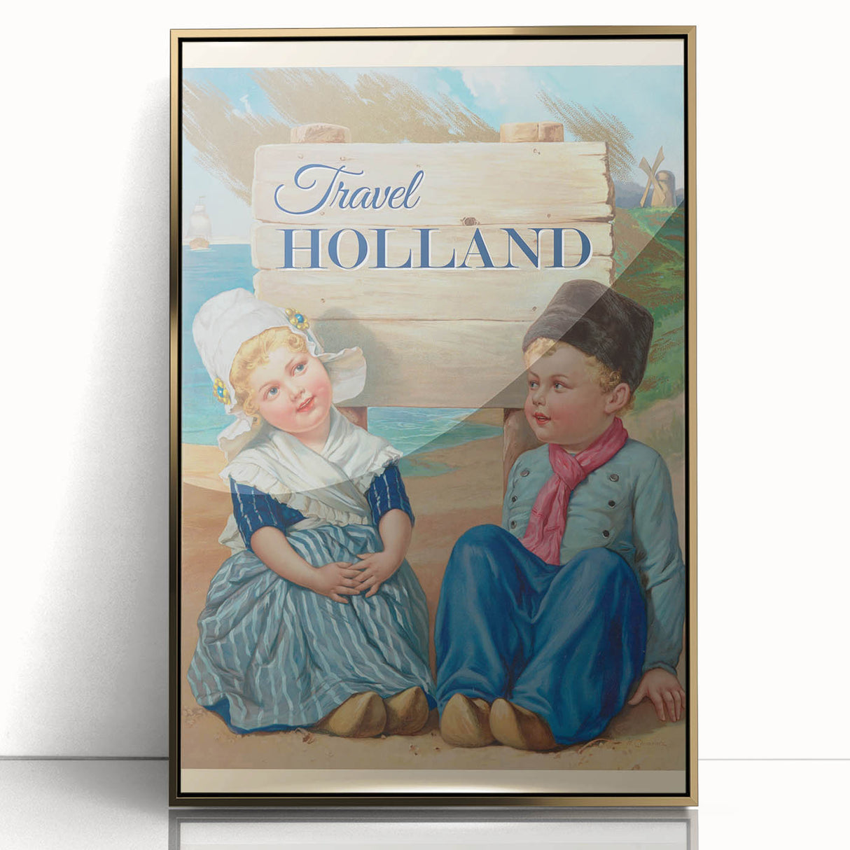 Retro Holland Travel Poster – Vintage Dutch Kids Art