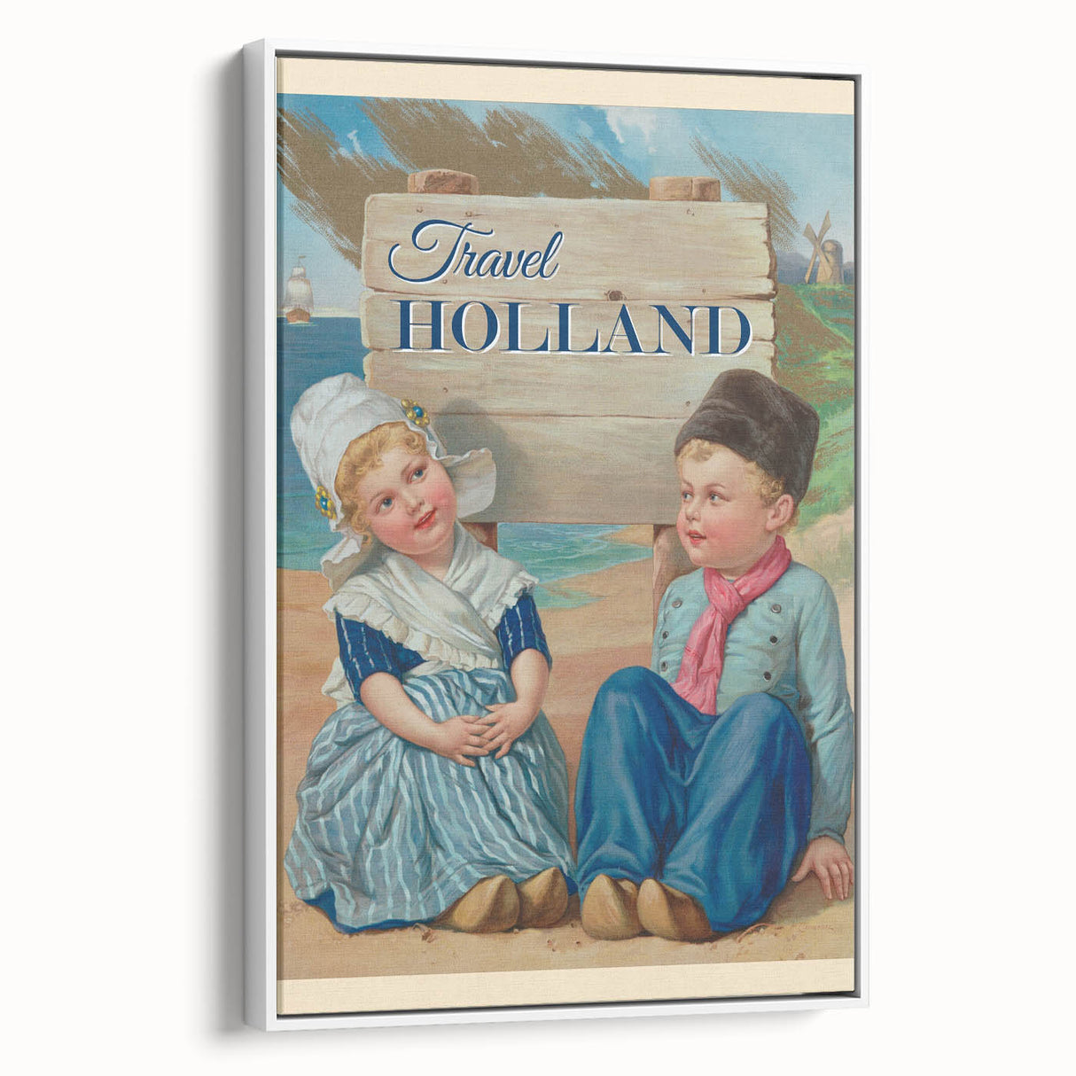Retro Holland Travel Poster – Vintage Dutch Kids Art