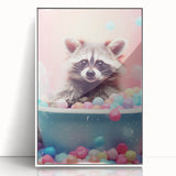 Colorful Raccoon Bathroom Wall Art - Fun and Vibrant Bathroom Decor