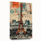 Large abstract depiction of Paris skyline in monochrome tones on acrylic glass, suitable for bedroom or dining room art.