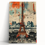 Black and white stretched canvas of Paris street scene, ideal for kitchen wall art.