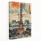 Large art print of Paris scenery in muted earth tones on stretched canvas, suitable for kitchen wall art.