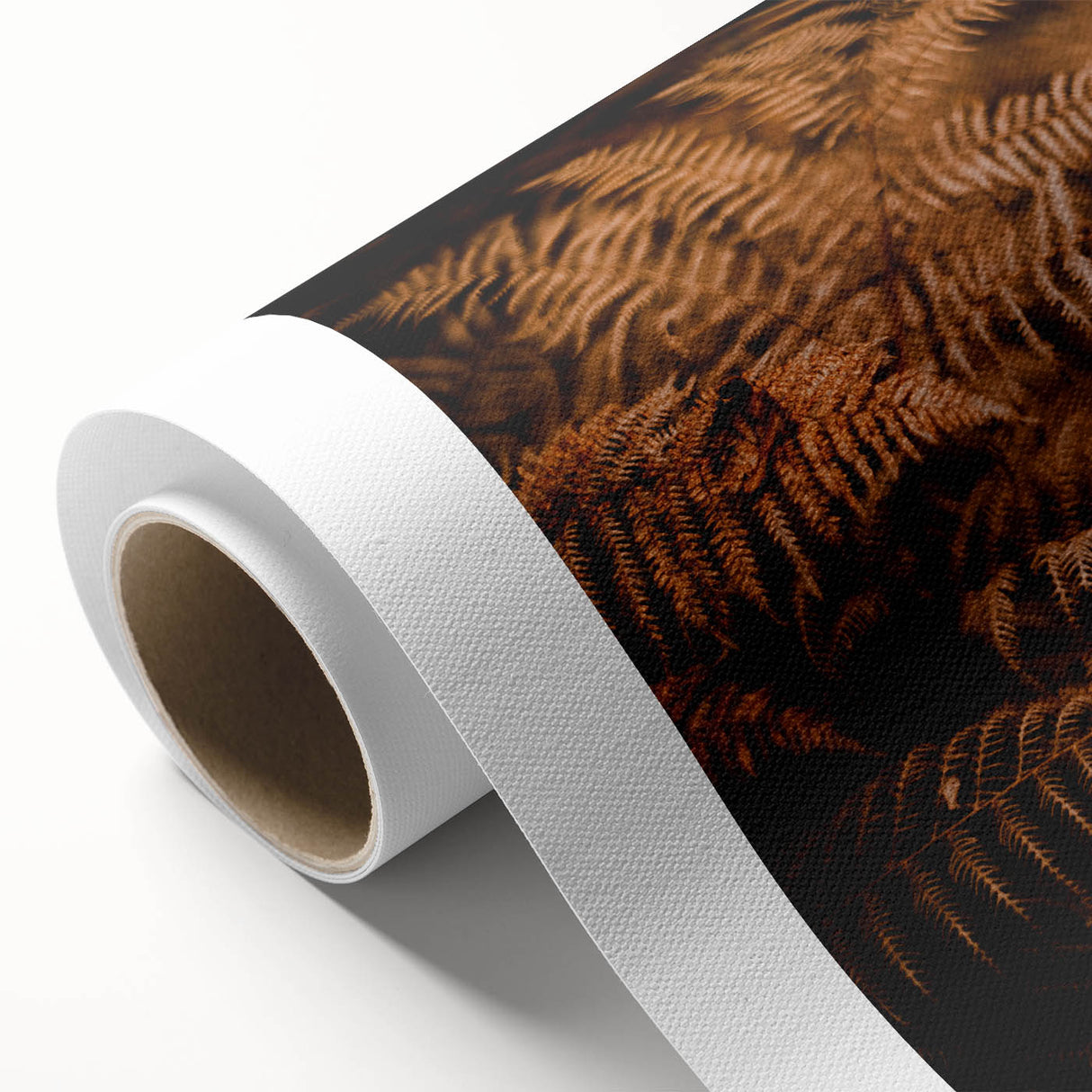 Art deco poster featuring an autumnal scene with orange and brown leaves on a rolled canvas, ideal for nursery wall art.