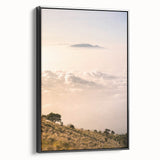 Black and white landscape art painting on framed canvas, featuring a vintage summer scene, ideal for bedroom decor.