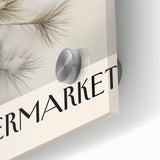 Large abstract wall art in cool blue and gray tones on acrylic glass, suitable for dining room ambiance.