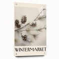 Large abstract wall art depicting winter season in muted blue and white tones on acrylic glass.