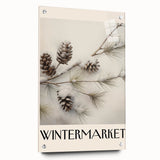 Large abstract wall art depicting winter season in muted blue and white tones on acrylic glass.