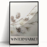 Large abstract wall art depicting winter scene in muted blue and white tones, framed acrylic.