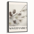 Black and white landscape art painting on framed canvas, depicting a serene winter scene, suitable for bedroom wall decor.