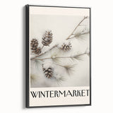 Black and white landscape art painting on framed canvas, depicting a serene winter scene, suitable for bedroom wall decor.