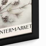 Extra large black wall art featuring a textured winter scene on framed canvas, with colorful accents.