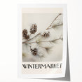 Rolled canvas print of a winter-themed floral art in muted blue and white tones, suitable for dining room or bathroom decor.
