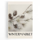 Winter tree silhouette in black and white on large stretched canvas, suitable for kitchen wall art.