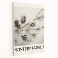 Winter landscape painting on stretched canvas with subdued blue and white tones, ideal for kitchen wall art.