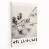 Winter landscape painting on stretched canvas with subdued blue and white tones, ideal for kitchen wall art.