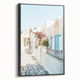 Black and white framed canvas featuring a vintage landscape painting, ideal for bedroom decor.
