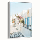 Extra large vintage poster art on canvas featuring colorful abstract design, displayed in a white frame.