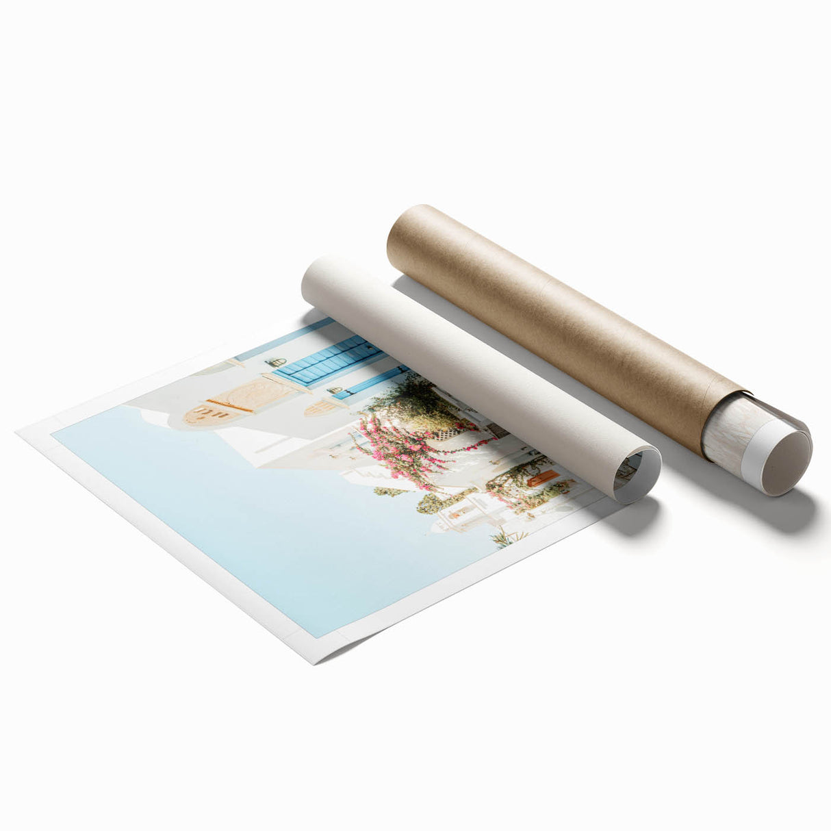 Extra large rolled canvas with a floral design in soft pastel hues, ideal for classy bathroom or large living room wall art.