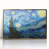 Art Deco style poster of Van Gogh in muted gold tones, acrylic framed, ideal for modern art wall decor.