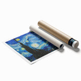 Extra large rolled canvas print featuring Van Gogh-inspired floral art in vibrant colors.