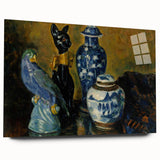 Modern Wall Art - Still Life with Blue Figurines and Bold Contrast