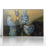 Modern Wall Art - Still Life with Blue Figurines and Bold Contrast