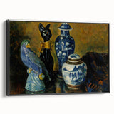 Modern Wall Art - Still Life with Blue Figurines and Bold Contrast