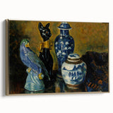 Modern Wall Art - Still Life with Blue Figurines and Bold Contrast