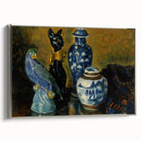 Modern Wall Art - Still Life with Blue Figurines and Bold Contrast