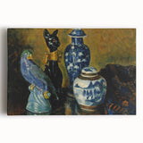 Modern Wall Art - Still Life with Blue Figurines and Bold Contrast